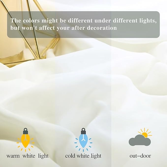 DUOBAO Ivory Sheer Chiffon Backdrop Curtains 108"" Long | 2 Panels | Perfect - Image 4