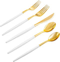 Rubtlamp 96 Pcs Gold Plastic Silverware, Cutlery Set Disposable Includes: 32 by Rubtlamp