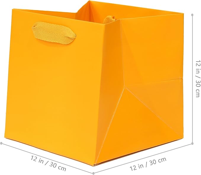 Orange Square Gift Bag 12 in Paper Gift Box Large Square Bottom Kraft Paper Bags - Image 2