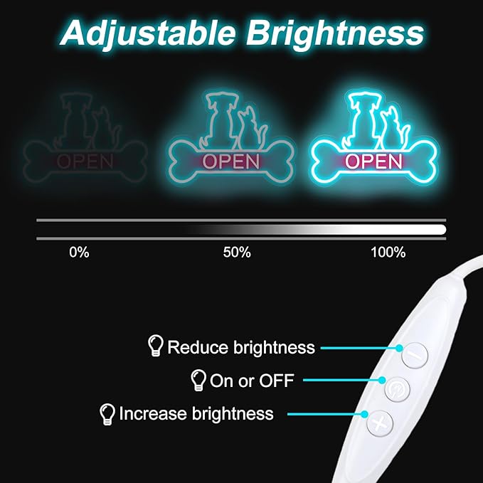 Pet Shop Open Neon Sign LED Dog And Cat Open Sign Bright Pet Grooming Salon - Image 3