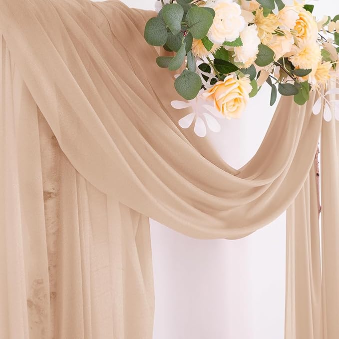 Socomi Wedding Arch Draping Fabric 29" x 20Ft 1 Panel Nude Sheer Outdoor - Image 4
