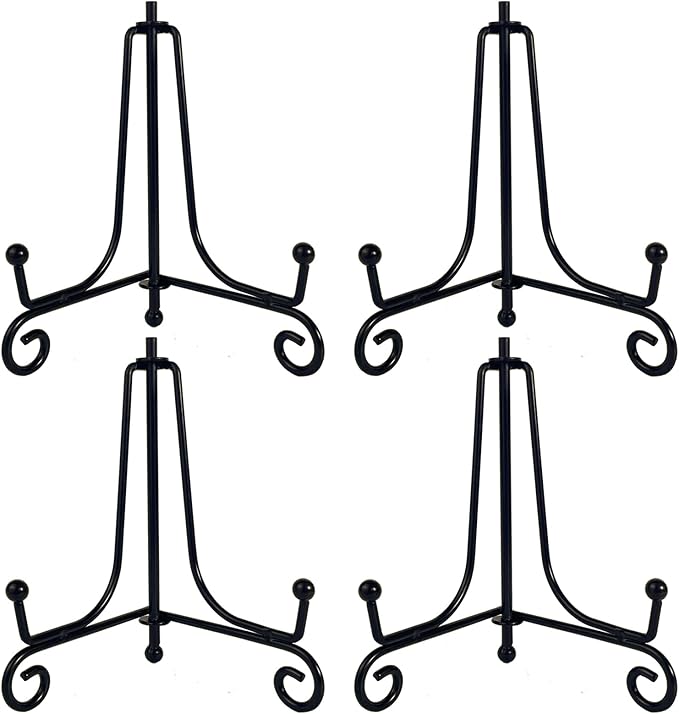 4PCS Premium Black Iron Plate Stands by HENABLE