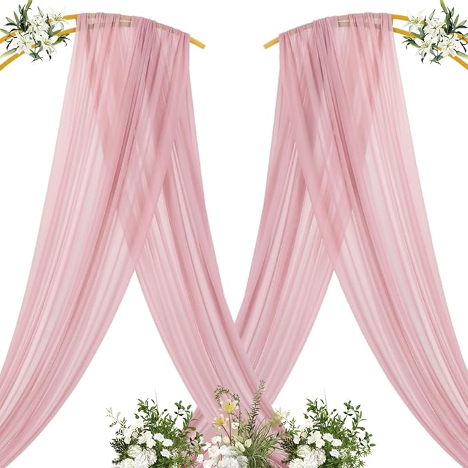 MLMC Dusty Rose Wedding Arch Draping Fabric 4 Panels 29" x 20 FT Extra Long - Image 4