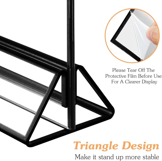 5" x 7" Black Acrylic Sign Holders, Double Sided Acrylic Black Frame Sign - Image 7
