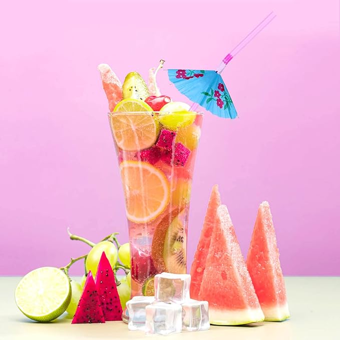 Paxcoo 50pc Umbrella Straws for Cocktails, Tropical Hawaiian Luau Party - Image 7