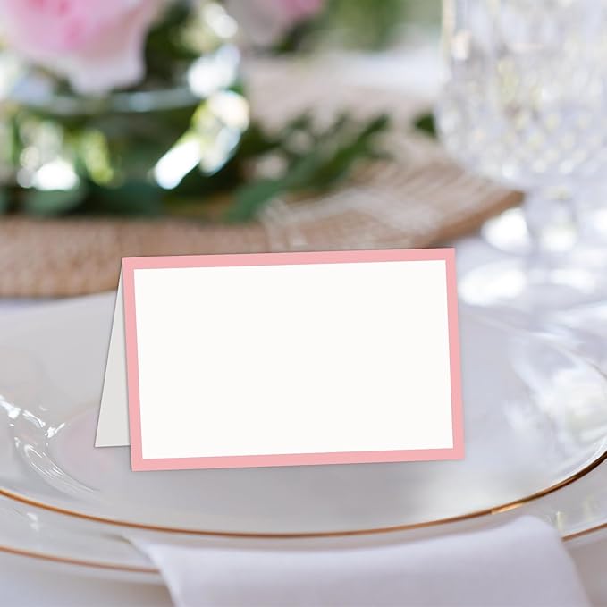 25 Pcs Blush Pink Place Cards, Blank Tent Name Cards - Image 4
