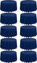 10 Pack Navy Blue 90 Inch Round Polyester Tablecloths by REWOMC