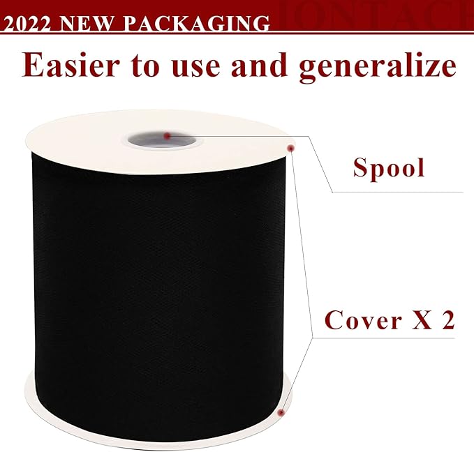 Black Tulle Fabric Rolls 6 Inch by 200 Yards Fabric Spool Tulle Ribbon - Image 3