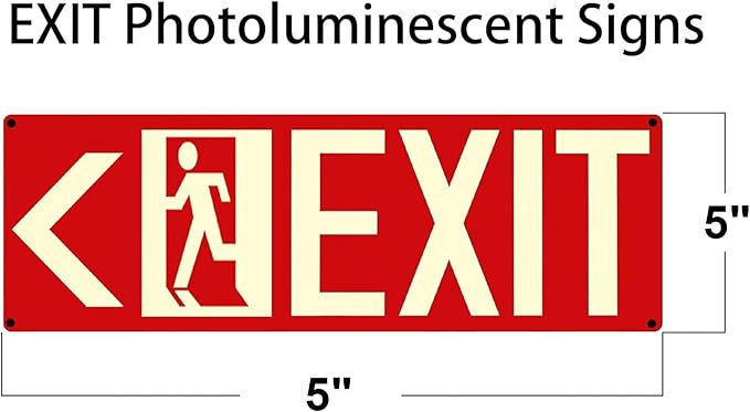 Photoluminescent Exit Signs, 14x5 inches, Self-Adhesive Aluminum, Left and - Image 2