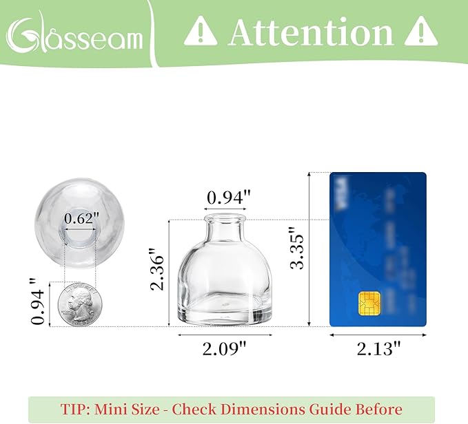 Glasseam Mini Bud Vases for Centerpieces: Clear Small Flower Vase Set of 20 - Image 2