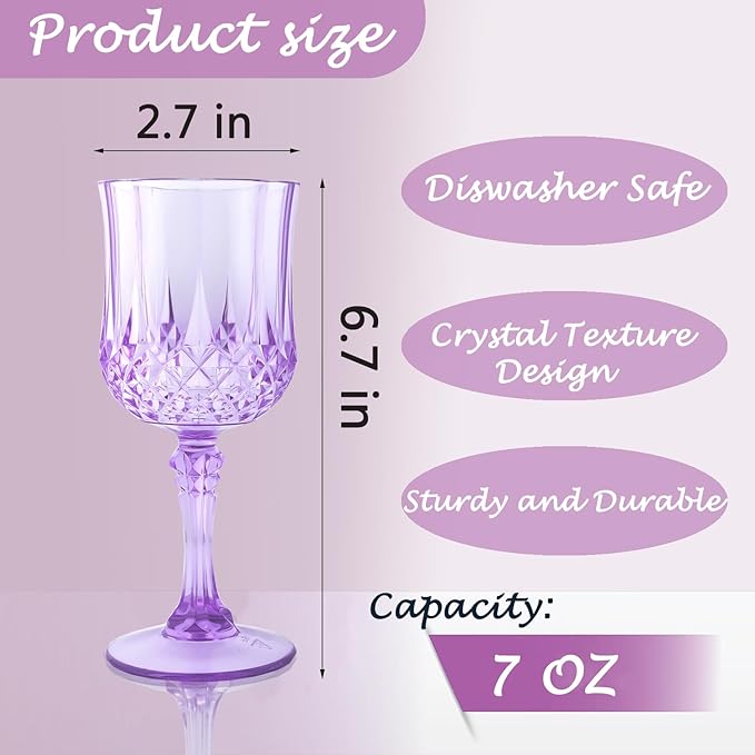 Plastic Wine Glasses，Plastic Goblets Vintage Style Cordial Drinking Glasses - Image 2