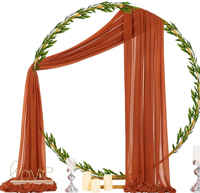 Socomi Terracotta Sheer Wedding Decor Fall Draping Fabric 29" x 20Ft 4 Panels - Image 4