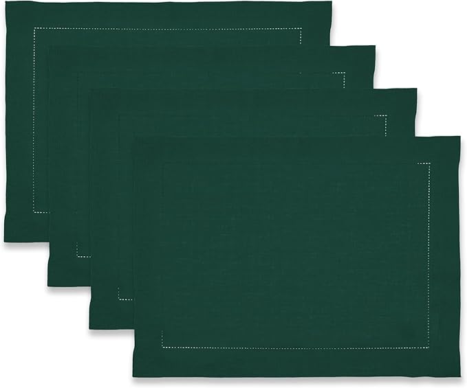 100% Pure Linen Green Placemats 14 x 19 Inch - Image 2