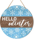 Muktoujaumai Hello Winter Sign Front Door Decor, Christmas Round Hanging Sign by Muktoujaumai