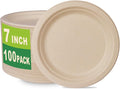GreenWorks 100 Count 7“ Heavy-duty Compostable Plates, Unbleached Biodegradable by GreenWorks
