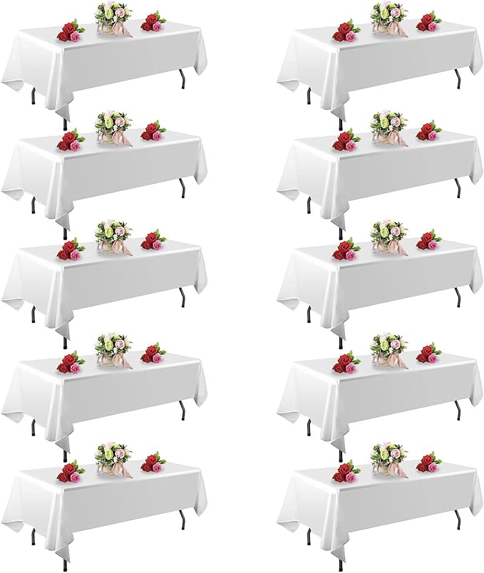 FINDYOU 10 Pack White Table Cloth Rectangle Table 60 x 102 Inch Tablecloths by TableClothAndTableRunner