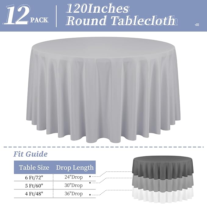 12 Pack Round Tablecloth 120 Inch - Image 2