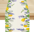 Floral Tulip Lavender Table Runner, Spring Watercolor Flower Plants Nature by ShiTingYu