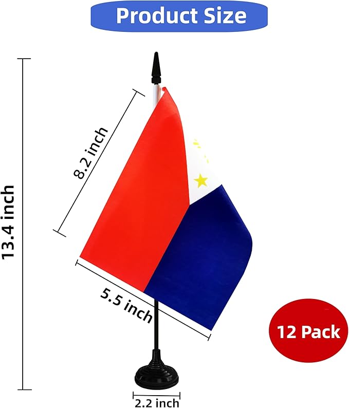Philippines Desk Flag, 12 Pack Filipino Table Office Flag - Image 2