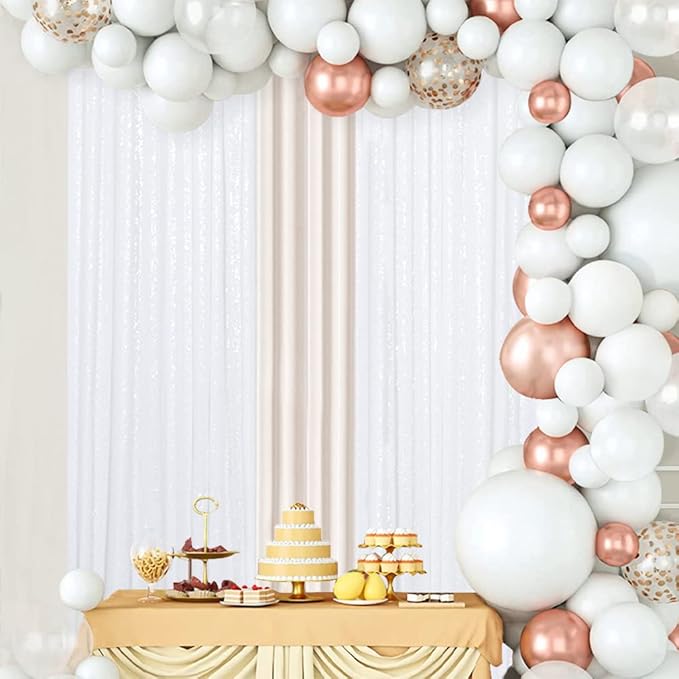ShinyBeauty White Sequin Photo Backdrop 4x10FT by ShinyBeauty