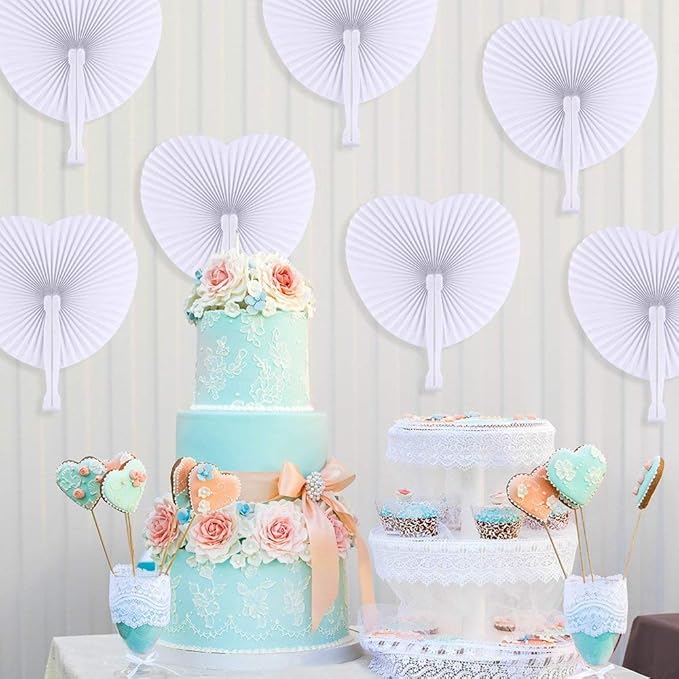 Zwin 60PCS Heart Shaped Folding Paper Fans - Image 7