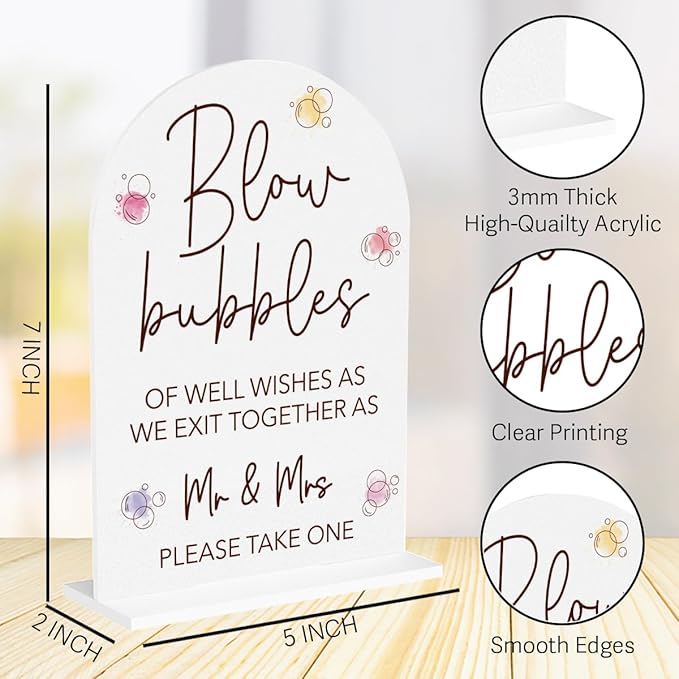 Wedding Bubbles Sign Bubbles for Wedding Send off Reception Decor Acrylic Arch - Image 2