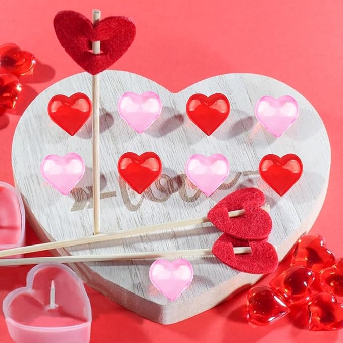 Fangoo 110 Pieces Red Pink Acrylic Heart Gems - Image 6