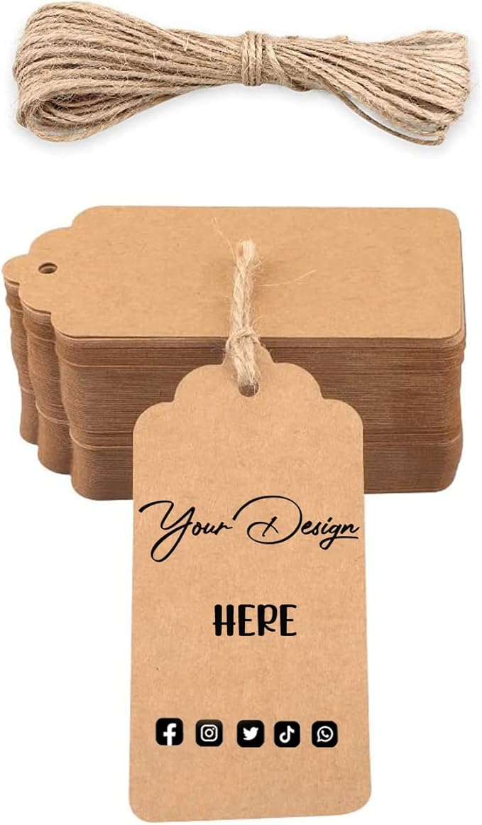 Custom Hang Tags, Personalized Logo Text Price Tags Kraft & Paper Gift Tags - Image 2