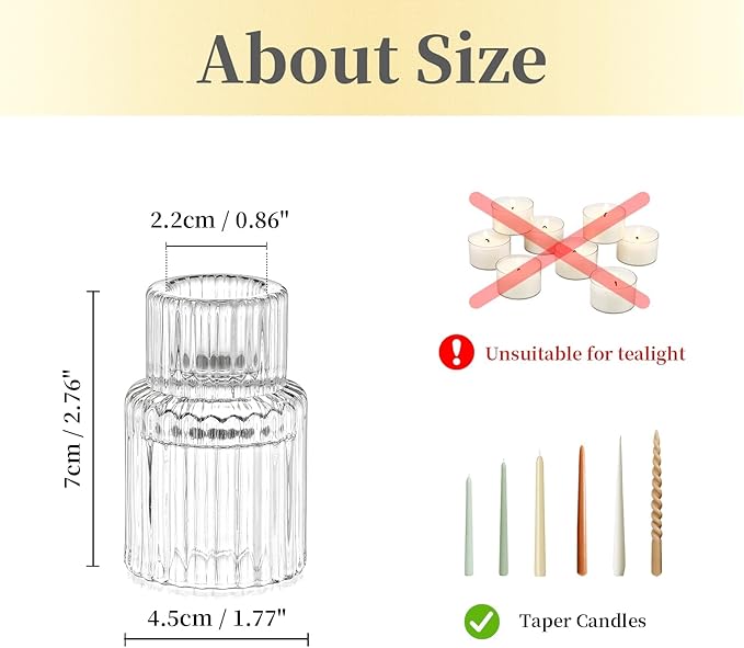 Candle Holder Glass Candlestick Holders: Hewory 20PCS Clear Taper Candle - Image 5
