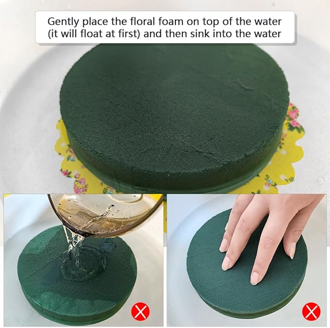 6 Pcs Round Floral Foam Blocks Each Green Wet & Dry Flower Foam - Image 4