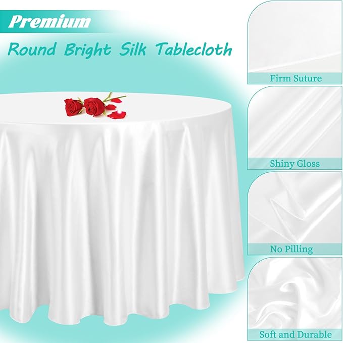 12 Pack 120 Inch White Satin Tablecloth - Image 3