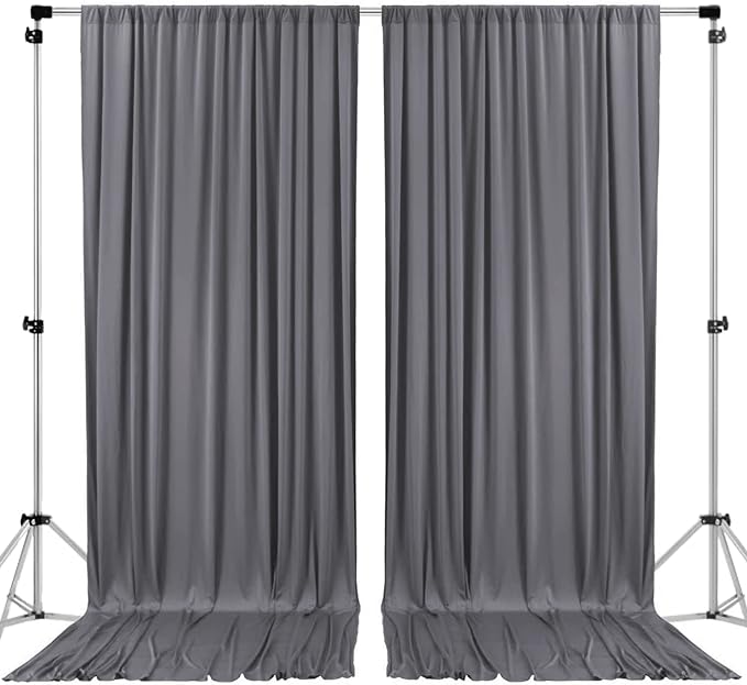 AK TRADING CO. 10 feet x 10 feet Charcoal IFR Polyester Backdrop Drapes by Fabrics%7CEventDecor%7CCrafts%7CUpholsteryFoam