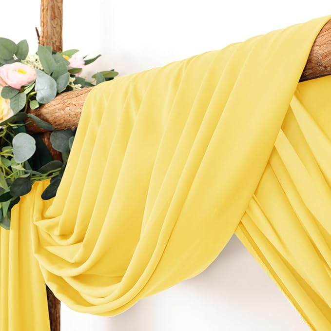 Wedding Arch Draping Fabric 1 Panel 30'' x 18FT Yellow Sheer Chiffon Arch - Image 2