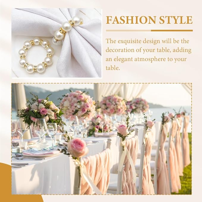 50Pcs Pearl Napkin Rings, Wedding and Formal Dinner Table Decor - Image 7