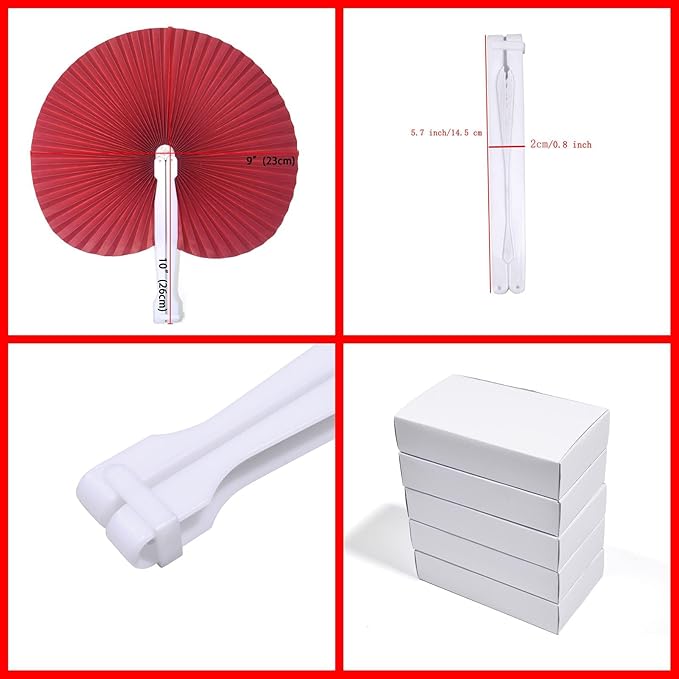 12 Packs Decorative Paper Folding Hand Fans Handheld - Image 2