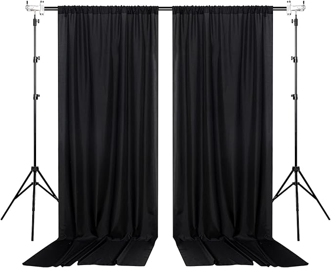 Black Backdrop Curtain for Party, Background Drapes Panels - Image 9