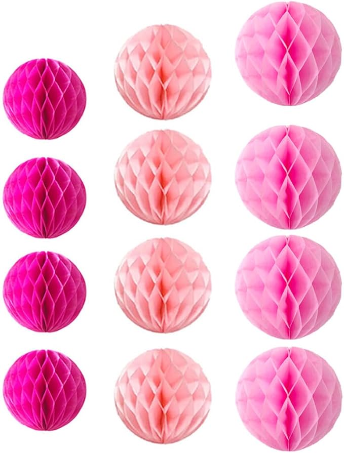 12pcs Party Honeycomb Balls Decorations 3'' 6'' 8'' Honeycomb Flower Tissue Pom - Image 2