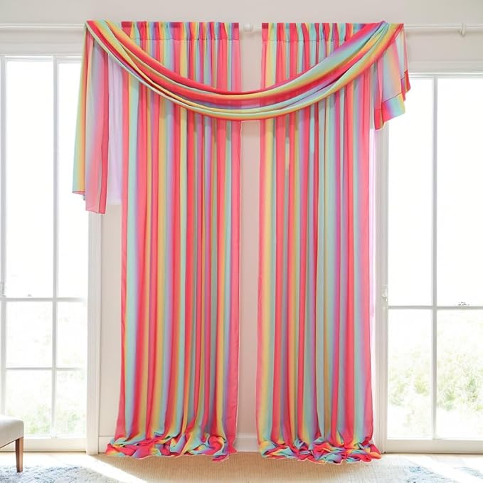 DUOBAO Rainbow Sheer Chiffon Wedding Arch Backdrop – 10ft Tall Fabric Arch - Image 4