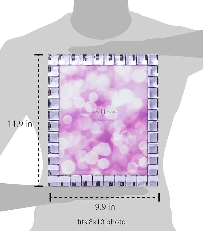 Isaac Jacobs Decorative Sparkling Light Purple Jewel Picture Frame, Photo - Image 3
