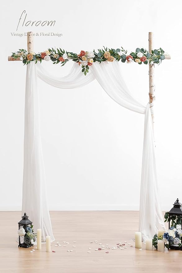 Floroom Wedding Arch Draping Fabric 2 Panels 20Ft White Chiffon Fabric Drapes - Image 3
