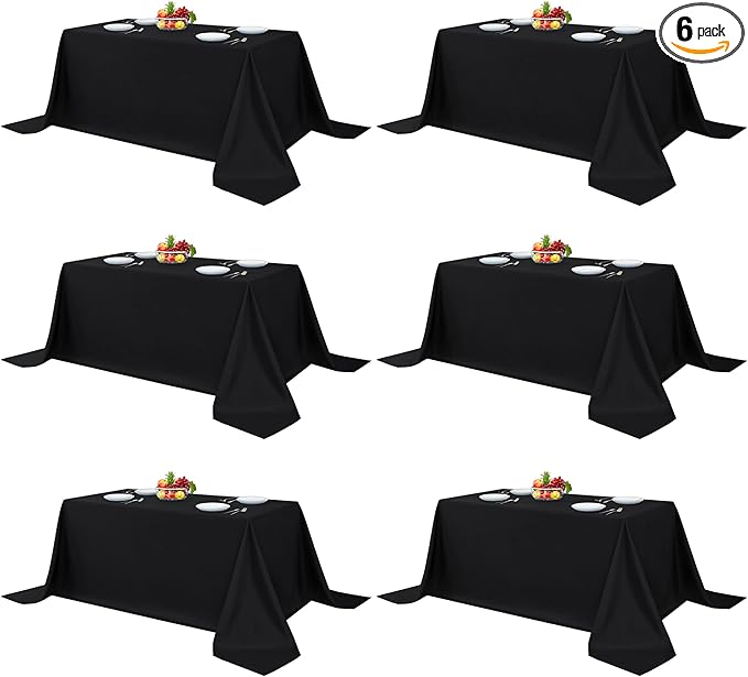 Fitable Black Tableclothes for Rectangle Tables, 6 Pack by Fitable