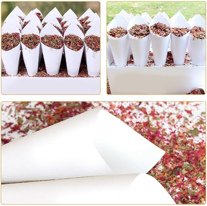 PRETYZOOM 60pcs Flower Cones Confetti Cones Rose Petal Candy Kraft Paper Cones - Image 6