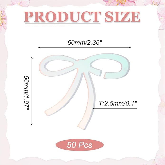 PATIKIL 50 Pcs Bows Drink Tags, Acrylic Wine Glass Charms Reusable Drink Markers - Image 2