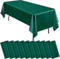 10 Packs Satin Tablecloth 57 x 108 Inch Dark Green Rectangular Table Cloth Silk by Lumaycens