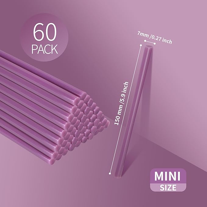 MATUFF light purple Hot Glue Sticks Mini 0.27" x 5.9 inches, Hot Melt Mini Glue - Image 2