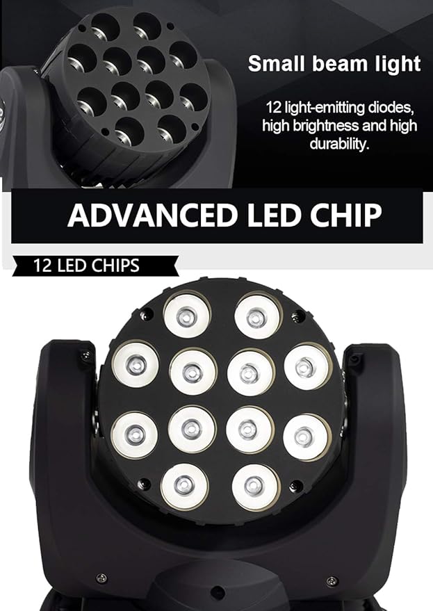 SHEHDS Moving Head Light Beam Wash LED 12x12W RGBW 4in1 DJ Lights Lighting - Image 2