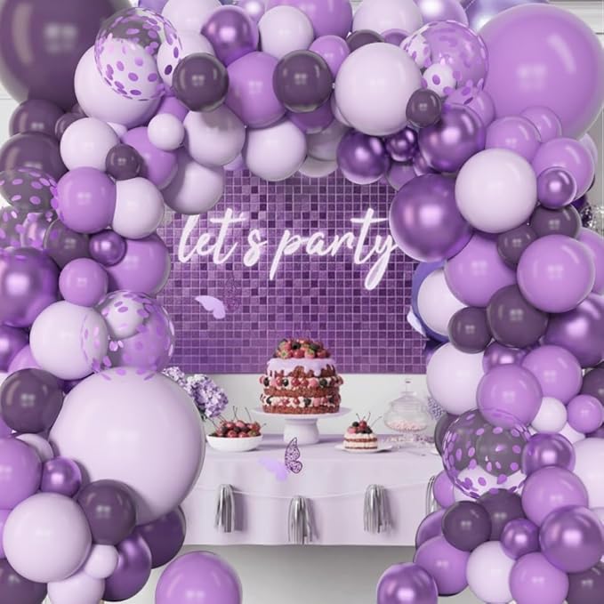 Amandir 153pcs Purple Balloon Garland Arch Kit, Different Sizes 18 12 10 5 inch - Image 5