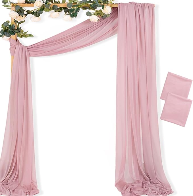 MLMC Dusty Rose Wedding Arch Draping Fabric 2 Panels 29" x 20 FT Extra Long by MLMC