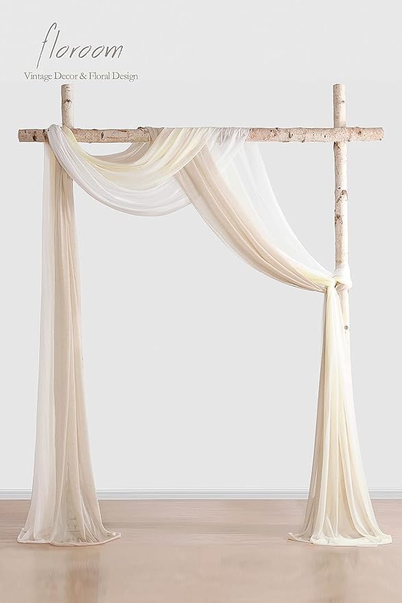 Floroom Wedding Arch Draping Fabric 3 Panels 20Ft Chiffon Fabric Drapes Arbor - Image 2