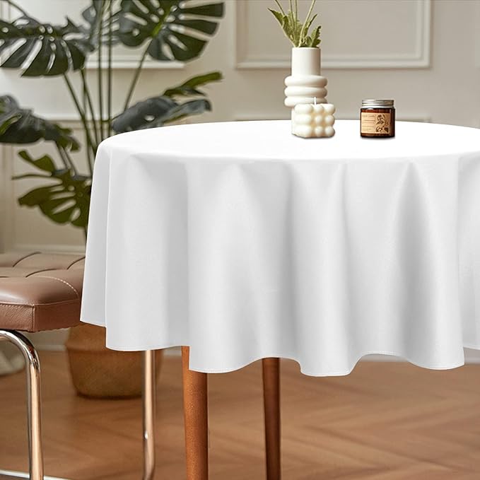 sancua 2 Pack Round Tablecloth 60 Inch White, Stain and Wrinkle Resistant Table - Image 4
